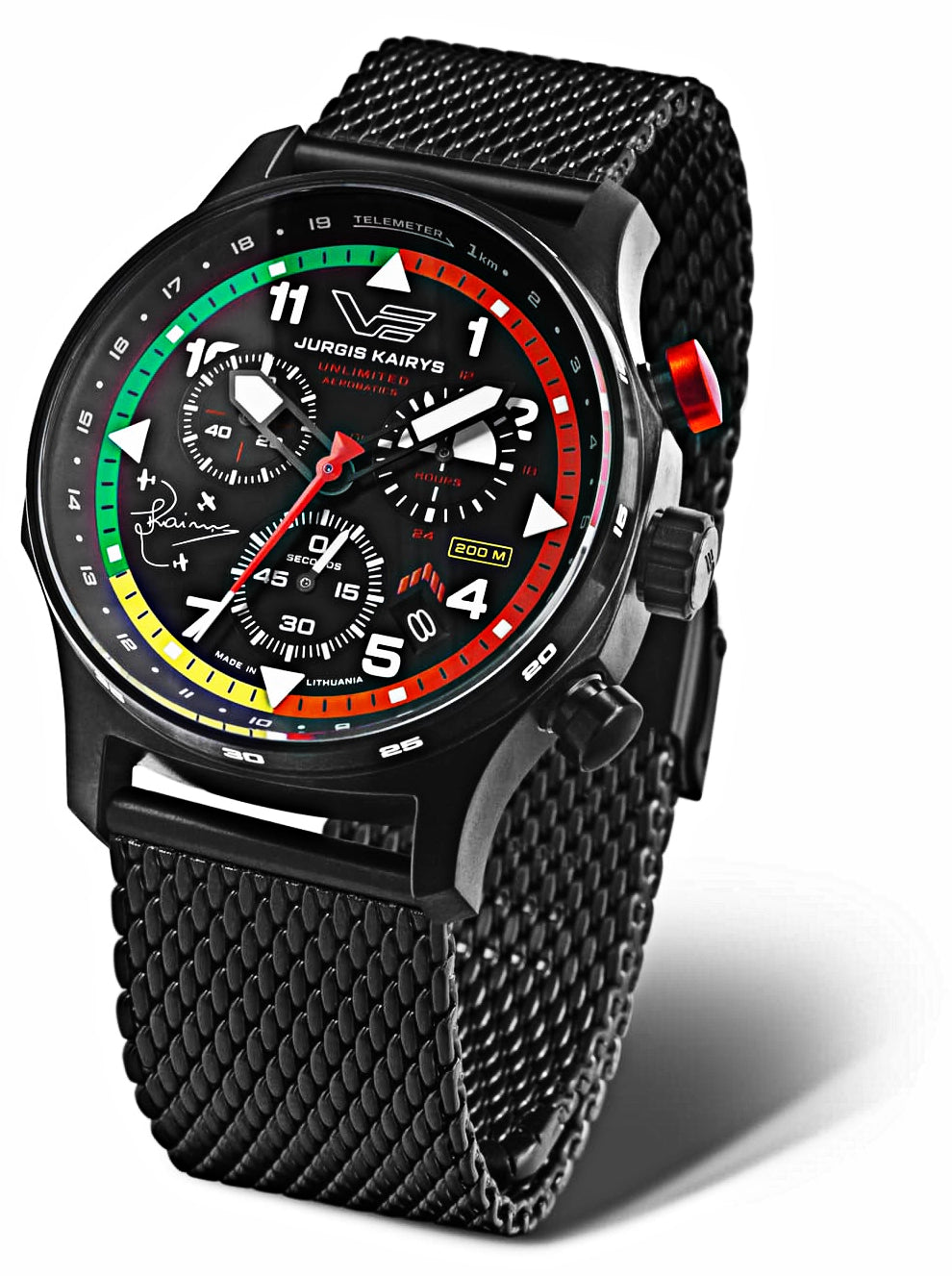 Vostok Europe Jurgis Kairys Unlimited Aerobatics VK68-592C775B Herren Uhr • Präziser Quarz-Chronograph • 200m Wasserdicht