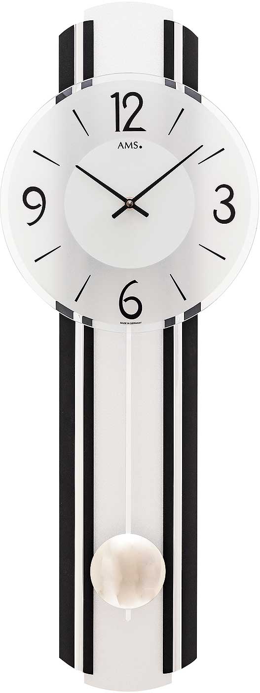 Pendeluhr Wanduhr Holz Aluminium - AMS Modell: 7231