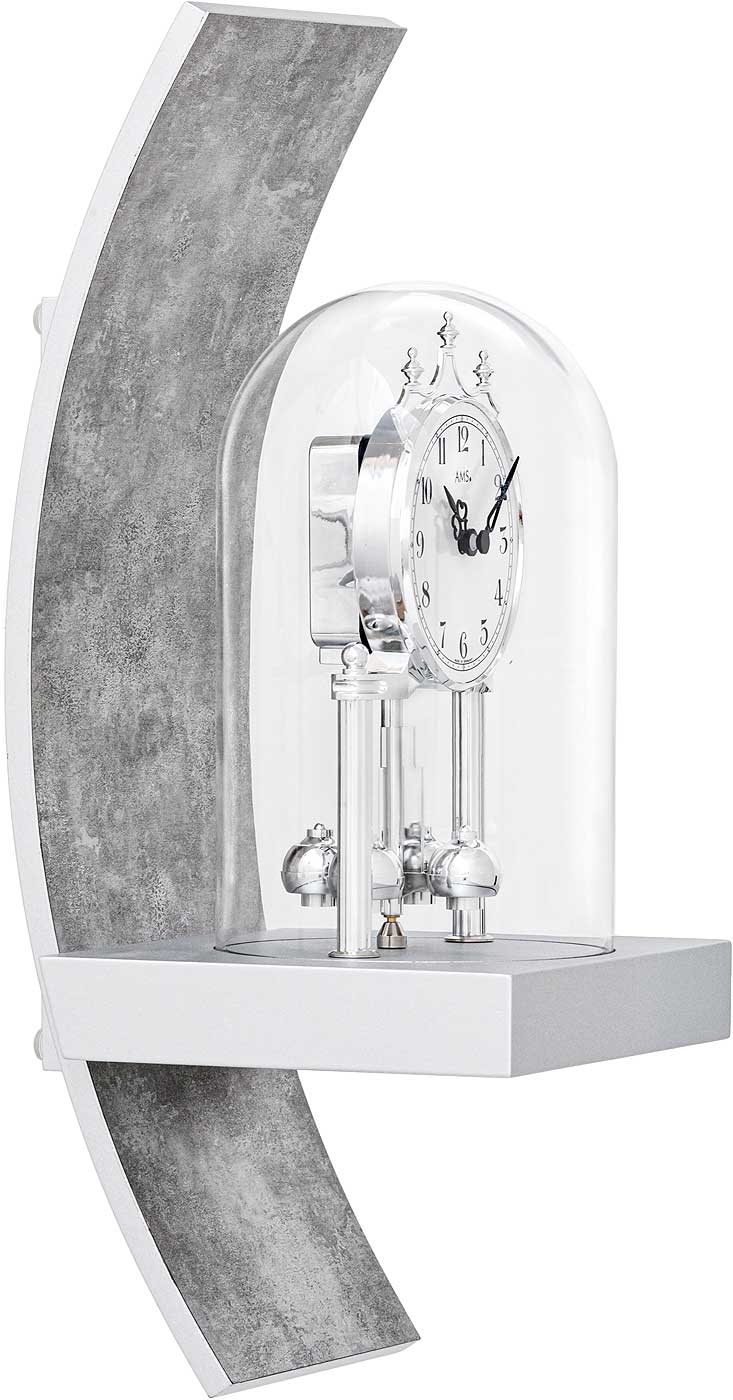 AMS Wanduhr 40x16x17 cm Holz • Elegantes Drehpendel • Hochwertiges Holzgehäuse