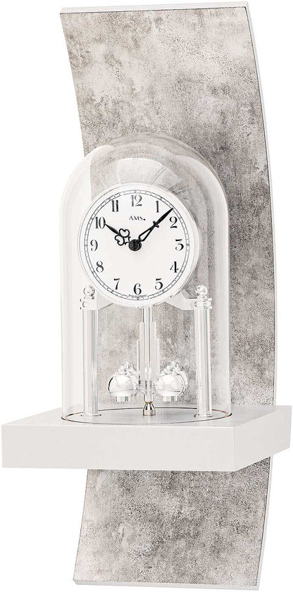 AMS Wanduhr 40x16x17 cm Holz • Elegantes Drehpendel • Hochwertiges Holzgehäuse