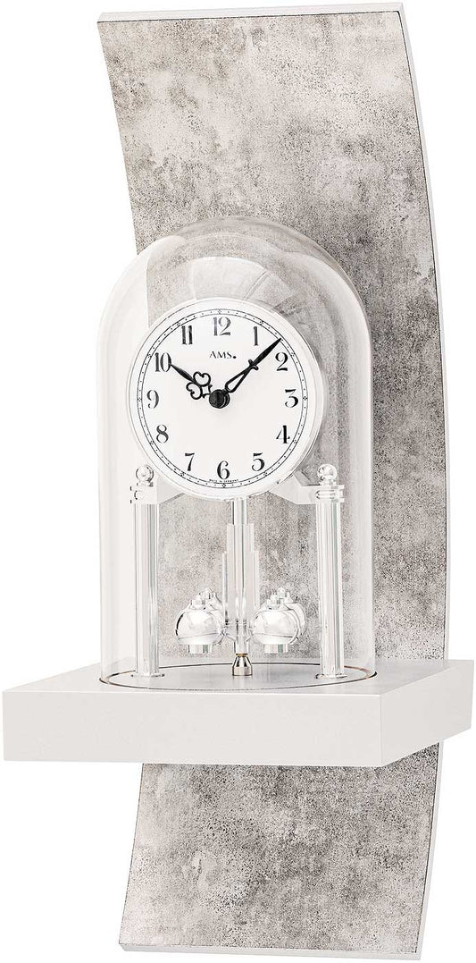 AMS Wanduhr 40x16x17 cm Holz • Elegantes Drehpendel • Hochwertiges Holzgehäuse