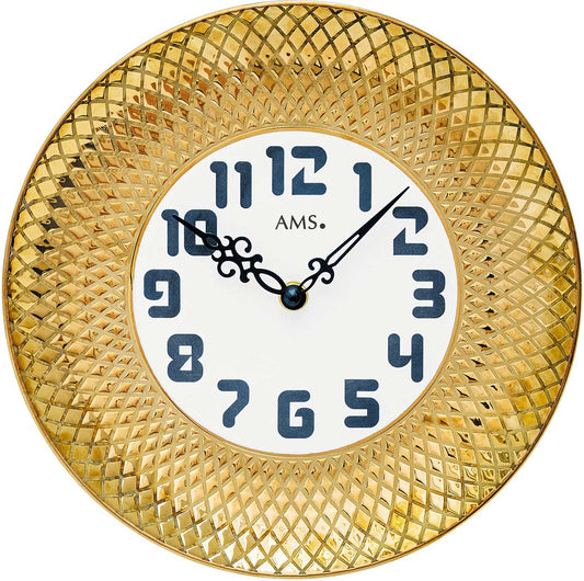 AMS Wanduhr 27x27x5 cm Keramik • Präzises Quarzwerk • Klares Design