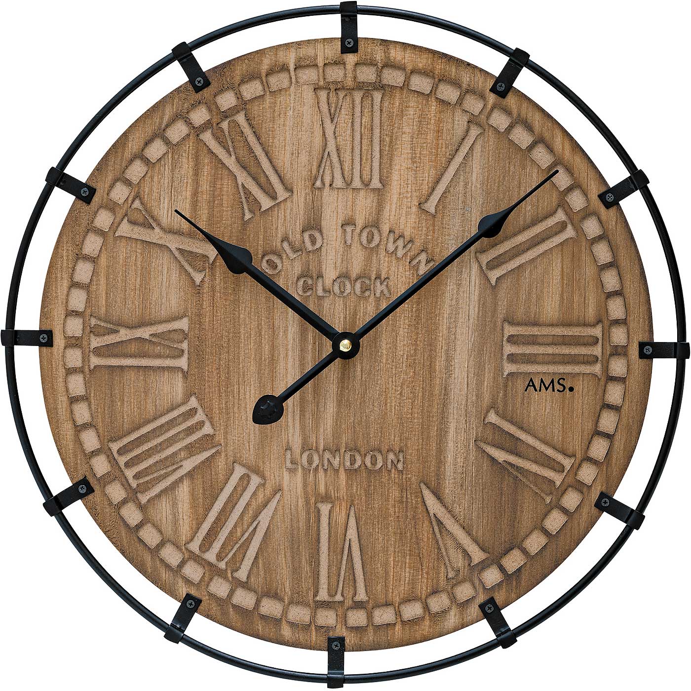 AMS Wanduhr 40x40x3 cm Holz • Quarz Uhrwerk • Modernes Design