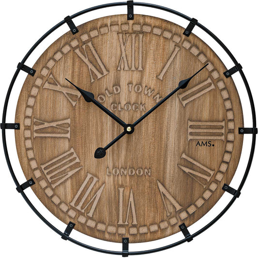 AMS Wanduhr 40x40x3 cm Holz • Quarz Uhrwerk • Modernes Design