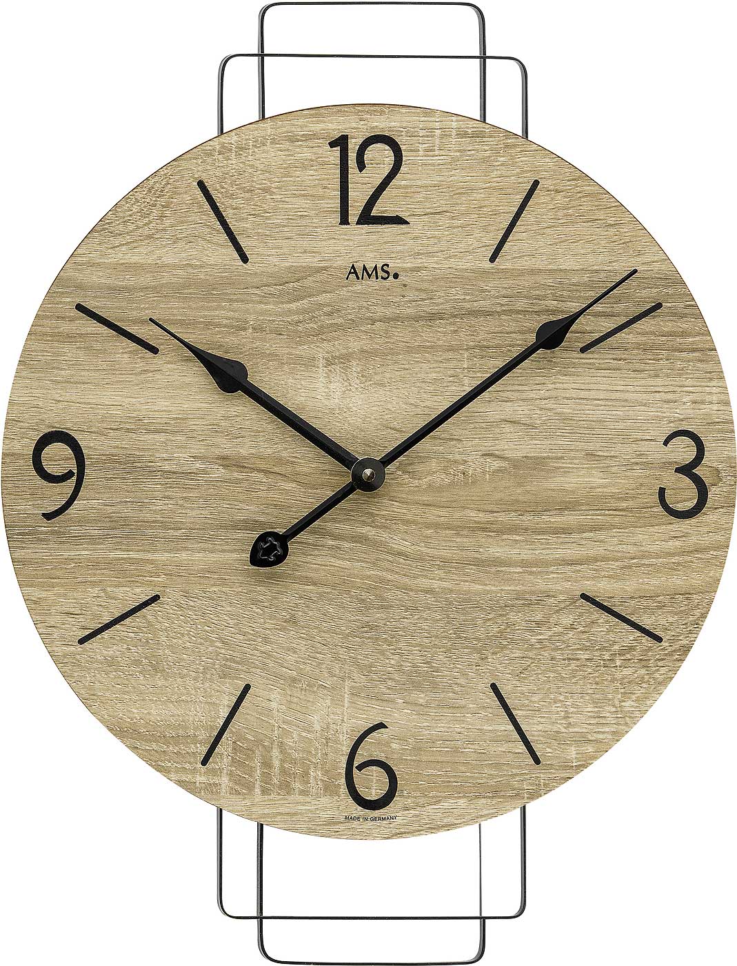 AMS Wanduhr 46x35x5 cm Metall • Geräuschloses Quarz-Uhrwerk • Modernes Design