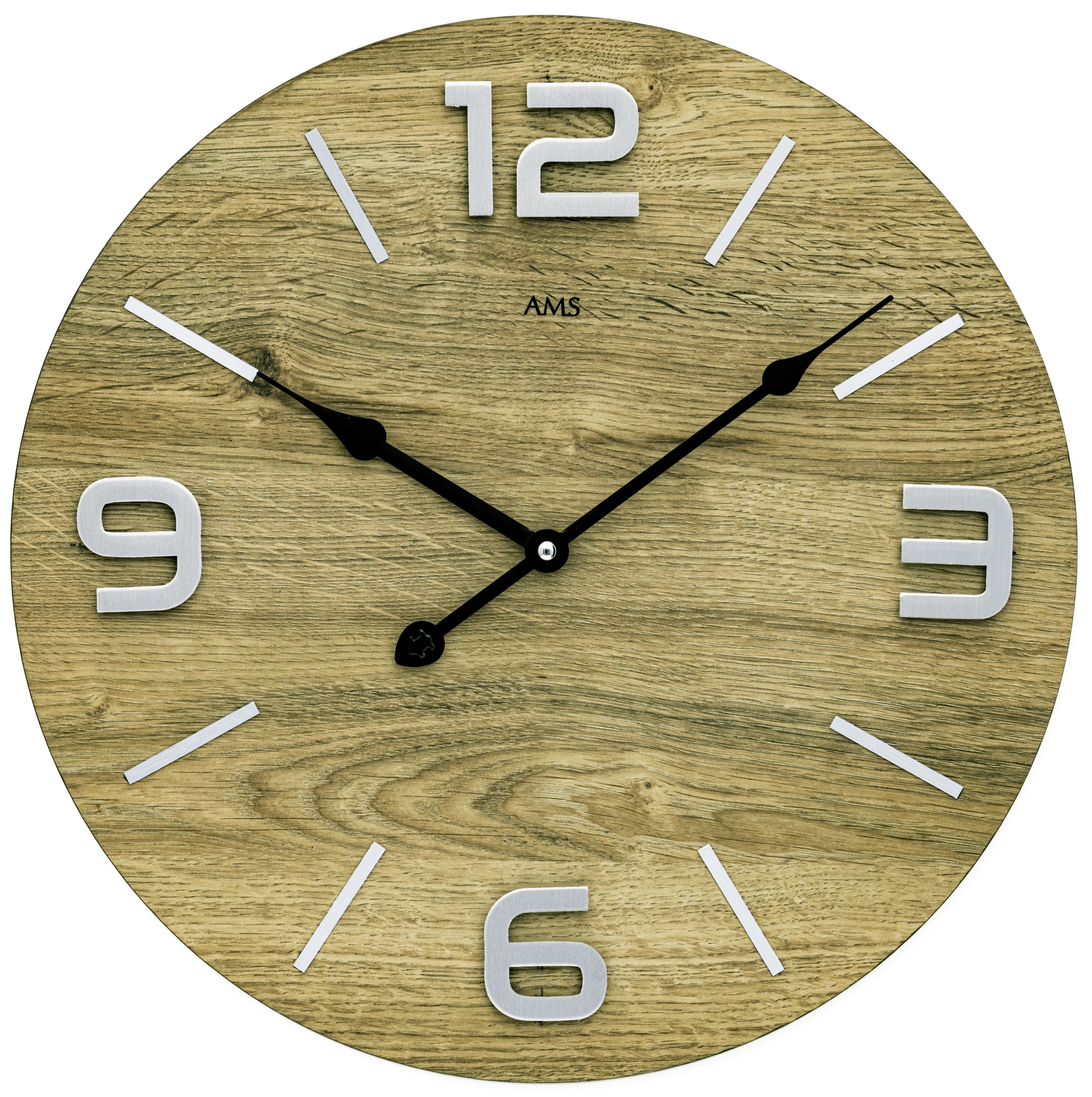 AMS Wall Clock 40 cm Ø Wood • Silent Quartz Movement • Timeless Design