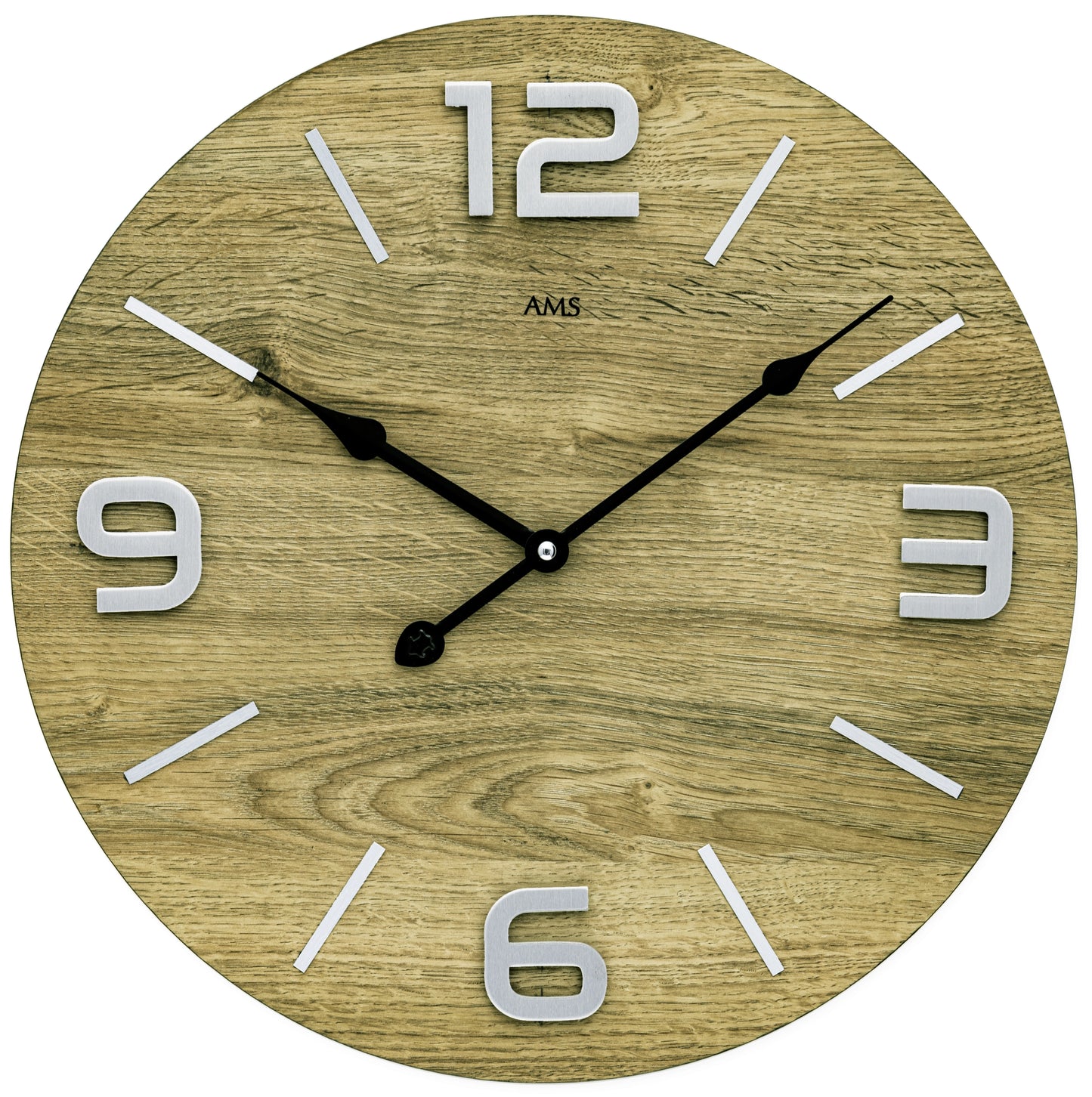 AMS Wall Clock 40 cm Ø Wood • Silent Quartz Movement • Timeless Design