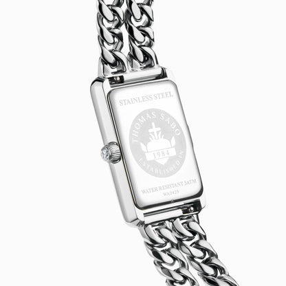 Damenuhr Zifferblatt weiß Strichindex Zirkoniasteine weiß-Thomas Sabo