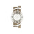 Wanduhr mit Holzrahmen, Aluminiumakzenten und facettiertem Mineralglas, weißes Zifferblatt