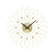 Wanduhr mit beigem Rundzifferblatt, schwarzen Zeigern, goldenen Strahlen und kleinen goldenen Punkten