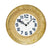 Goldene Wanduhr mit Keramikgehäuse, Strukturprägung und blauem Ziffernblatt