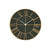 Runde Wanduhr mit dunklem Zifferblatt, goldfarbenem Rahmen und Laser-Linien, Quarzwerk