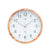 Wanduhr mit Holzoptik-Rahmen, rundem weißem Ziffernblatt und Zeigern