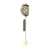 Wanduhr mit rundem Zifferblatt, goldener Kuppel und Pendelstab