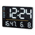 Digitale Uhr mit LED-Display, schwarz, zeigt Uhrzeit und Temperatur- sowie Feuchtewerte.