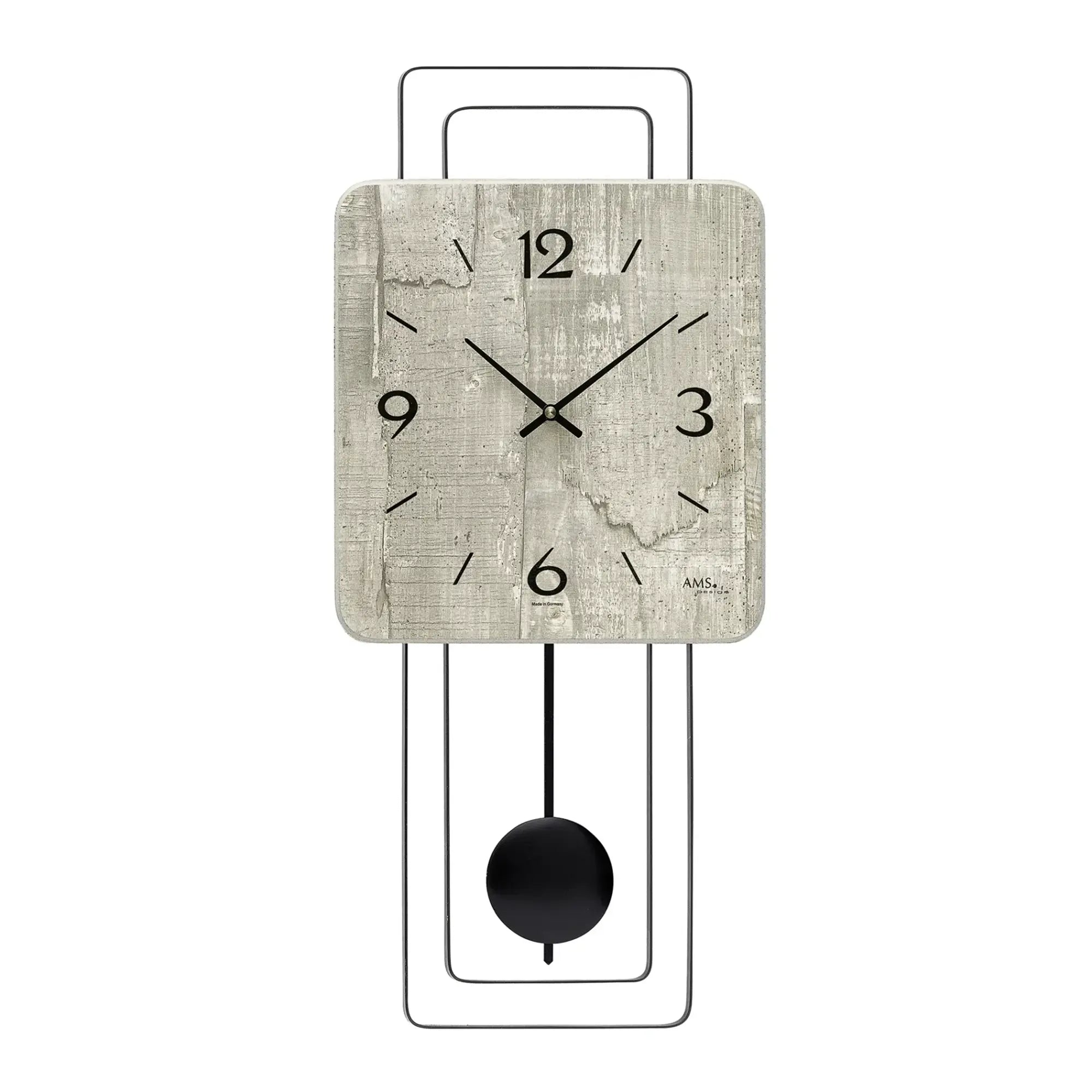 AMS Design W7503 Wanduhr • Betonoptik • Quarz-Pendelwerk