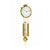 Goldfarbene Wanduhr mit rundem Zifferblatt und Ketten-Glocke