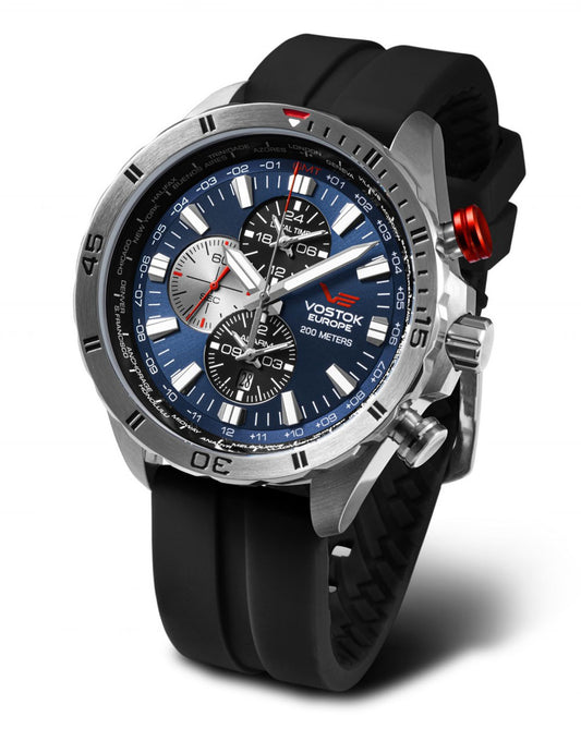 Vostok Europe Almaz YM26-320A652SS Herrenuhr • Weltzeit • 20 ATM