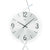 Wanduhr-Zifferblatt mit großen Zahlen, schwarzen Zeigern und AMS-Logo auf weißem Grund