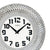 Wanduhr-Ziffernblatt mit silberfarbenem Reliefrahmen, schwarzer Ziffernschrift und Zeigern