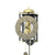Runde Wanduhr mit römischen Ziffern, goldenen Zeigern und Pendelkette