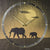 AMS Wanduhr, Nahansicht: goldenes Zifferblatt mit Elefanten-Airbrush und Zeigern