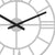 Wanduhr-Zifferblatt mit römischen Markierungen, offenem Rahmen und schwarzen Zeigern