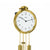 Runde goldfarbene Wanduhr mit weißem Zifferblatt und schwarzen Zeigern