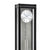 Wanduhr mit rundem Ziffernblatt im Glas, schwarzer Rahmen, sichtbares Pendel
