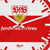 Nahansicht: runde Wanduhr mit rotem Ziffernblatt, weißem Rand und VfB-Emblem