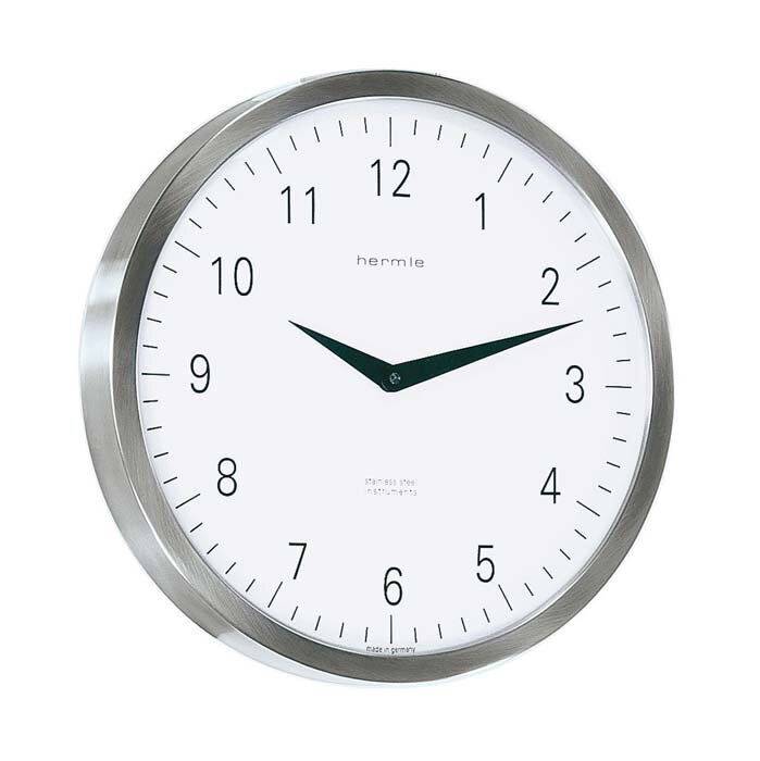 Hermle Quarz-Wanduhr 30466-002100 | Edelstahl | Klares Zifferblatt | Arabische Ziffern | Ideal für Büro oder Arbeitszimmer