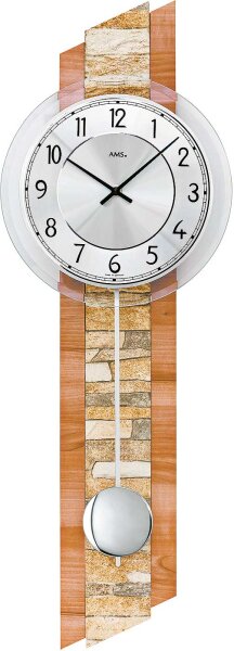 Wanduhr Holzgehäuse Aluminium-Zifferblatt - AMS Modell: 7424