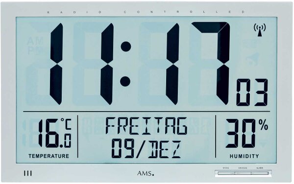 Wanduhr modern Wetterstation Kunststoff - AMS Modell: 5888