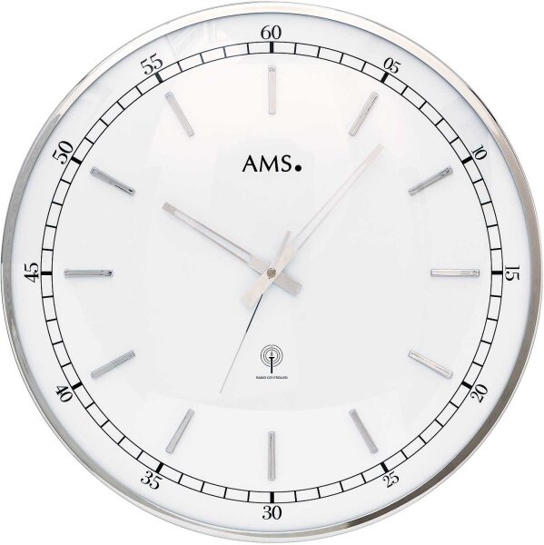 Funkwanduhr modern Gehäusedurchmesser 40 cm - AMS Modell: 5608