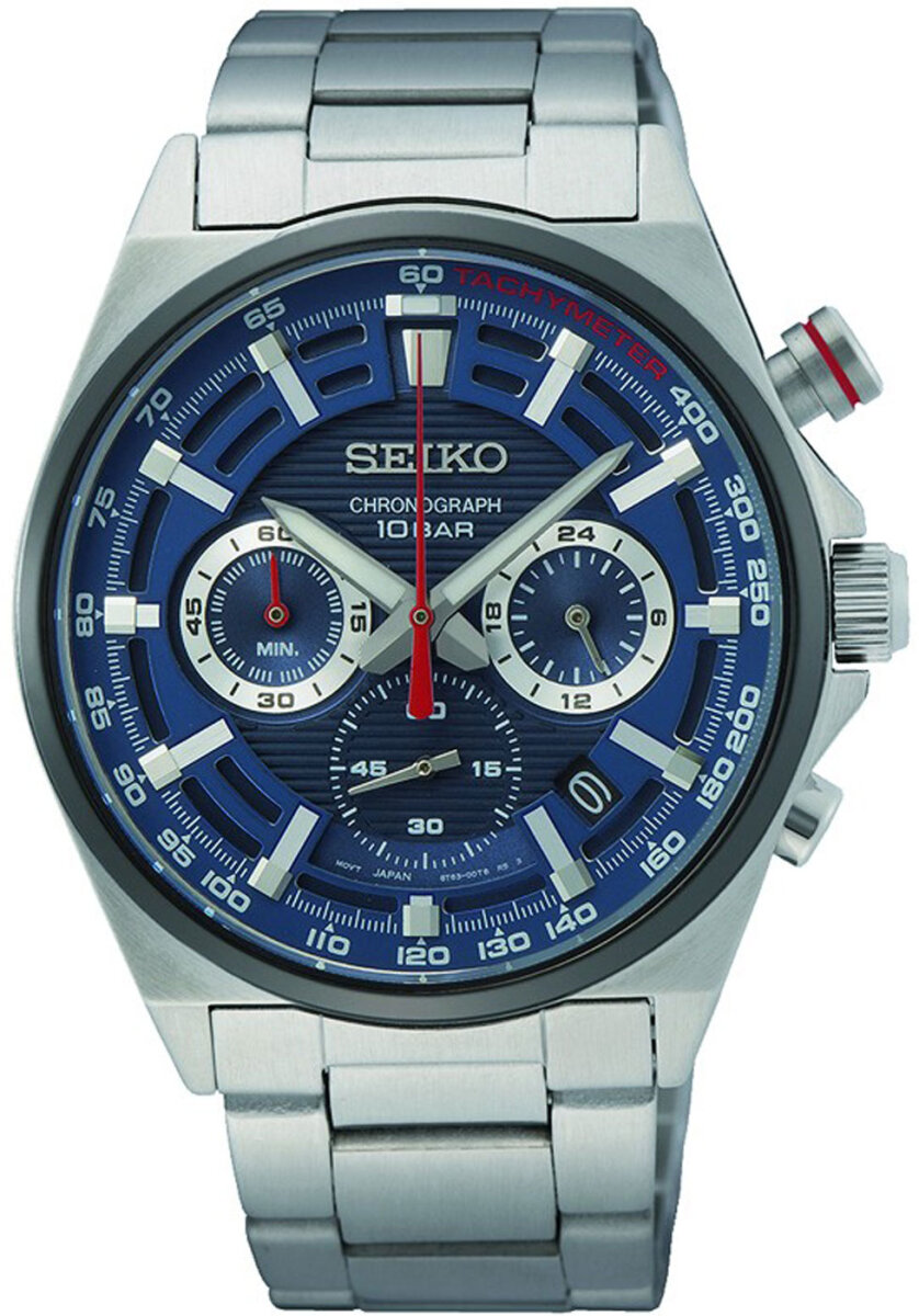 Seiko Ssb407P1 Herrenuhr Chronograph | Edelstahlgehäuse 41 mm | Wasserdicht bis 100m | luxuriöses blaues Zifferblatt