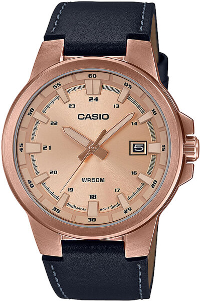 Herrenuhr Lederarmbamd, Datum - Casio Modell: MTP-E173RL-5AVEF