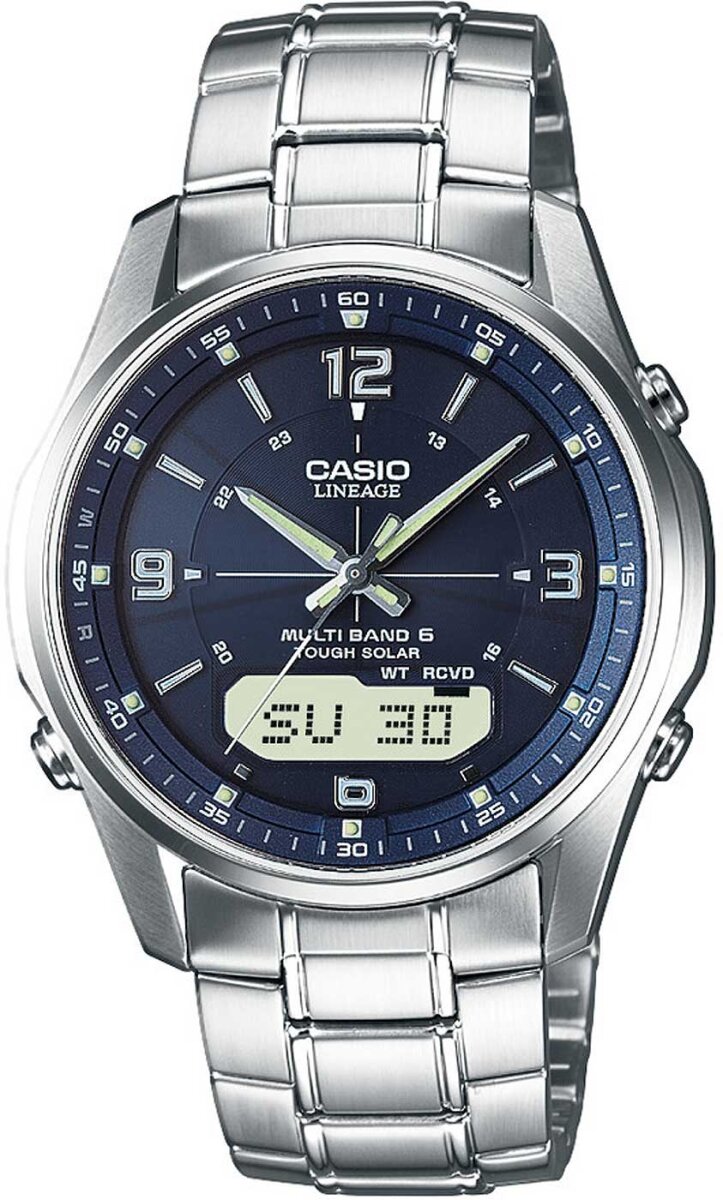Casio Herrenuhr Lcw-M100Dse-2Aer | Funkgesteuert | Edelstahlarmband | Wasserdicht bis 5 Bar | LED-Beleuchtung | Stoppfunktion