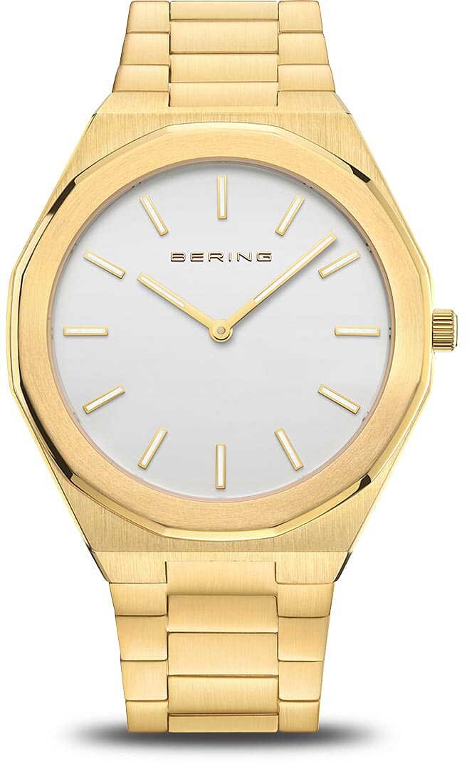 Herrenuhr, blaues Zifferblatt mit leuchtenden Zeigern und Indizes, geschützt durch Saphirglas - Bering Modell: 19641-730