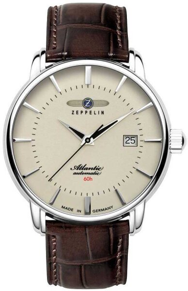 Herrenuhr Automatic, Dunkelbraunes Lederarmband in Kroko-Optik - Zeppelin Modell: 8460-5