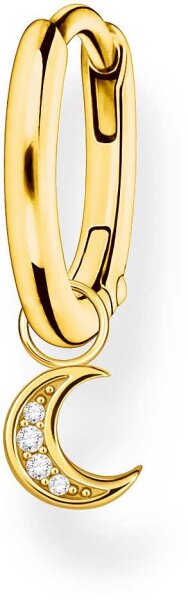 Einzel Kreole mit Mond Anhänger - 750 Gelbgold Vergoldung