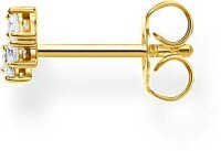 Einzel Ohrstecker mit weißen Steinen - 750 Gelbgold Vergoldung