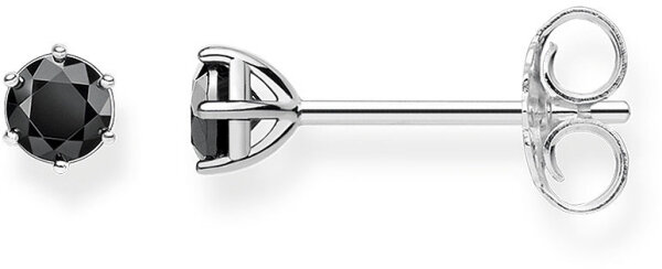 Ohrstecker mit schwarzem Stein - 925 Sterlingsilber