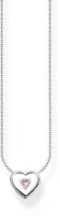 Halskette mit 3D Herz Anhänger und pinkem Stein -...