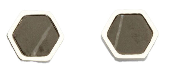 Facade Ohrringe eckig mit schwarzem Marmor - Holzkern Modell: Jewelry