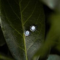 Shade Ohrstecker Sonne mit blauem Perlmutt Holzkern Modell Jewelry