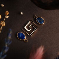 Mirror Eckige Ohrhänger ovalem Anhänger - Holzkern Modell: Jewelry