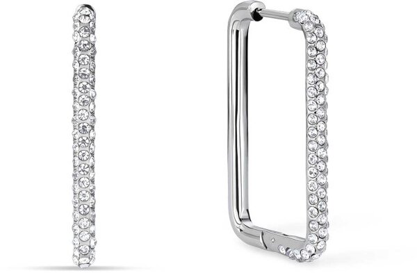 Eckige Kreolen aus Edelstahl mit Steinchen - Bering Jewelry Modell: 733-17-05