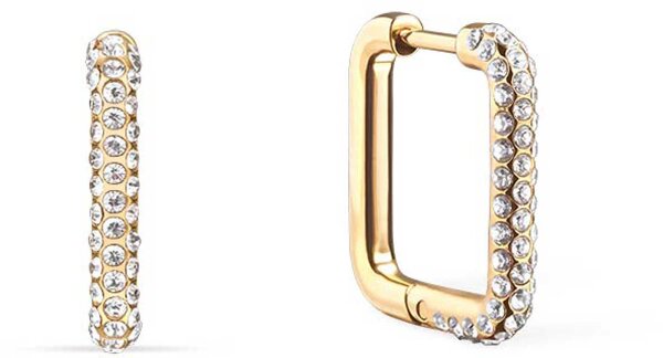 Eckige Kreolen aus Edelstahl mit Steinchen - Bering Jewelry Modell: 734-27-05