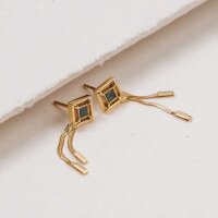 Awakening Ohrringe (Marmor/Gold) Ohrstecker mit Ketten Anhänger - Holzkern Modell: Jewelry