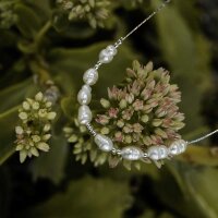 Familytie Halskette (Perle/Silber) Filigrane Halskette mit Perlen Anhänger - Holzkern Modell: Jewelry